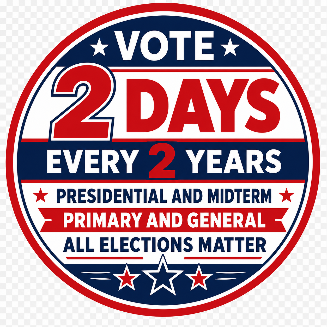 Vote 2 Days Every 2 Years — Primary and General — All Elections Matter